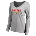 thumbnail image 2 of Women's Ash Kansas City Chiefs Iconic Collection Script Assist Long Sleeve V-Neck T-Shirt, 2 of 3