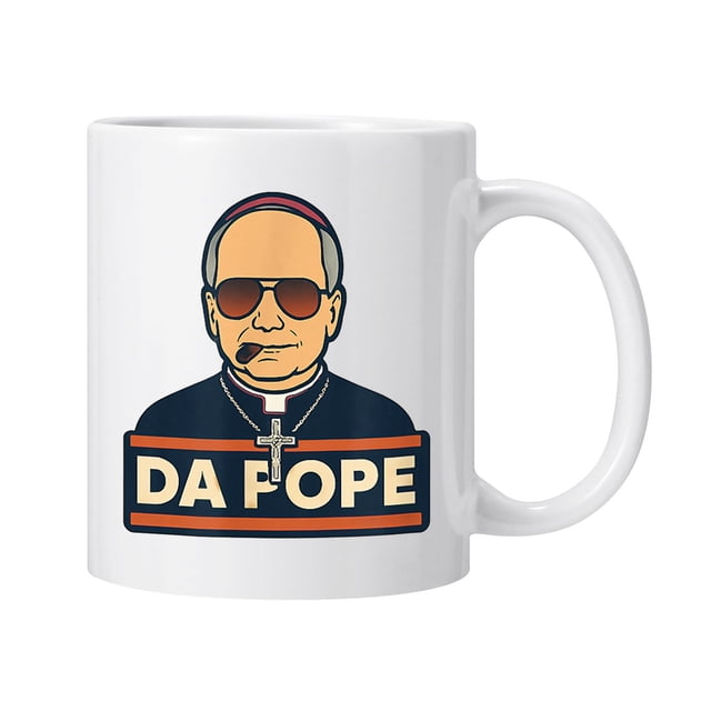 Taza de café Da Pope de cerámica, 350 ml, divertida, con gafas de sol