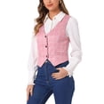 thumbnail image 4 of CHALECO SIN MANGAS A CUADROS CON CINTURA AJUSTADA Y BOTONES EN V DE LAS MUJERES CHIC INSPIRADOR M ROSA, 4 of 6