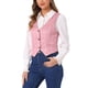 thumbnail image 4 of CHALECO SIN MANGAS A CUADROS CON CINTURA AJUSTADA Y BOTONES ASIMÉTRICO DE V ESCOTE PARA MUJERES INSPIRAR CHIC COLOR ROSA, 4 of 6