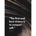 thumbnail image 2 of ArtsyQuotes 15x18 White Modern Wood Framed Museum Art Print Titled - Plato Quote: Conquer Self, 2 of 4