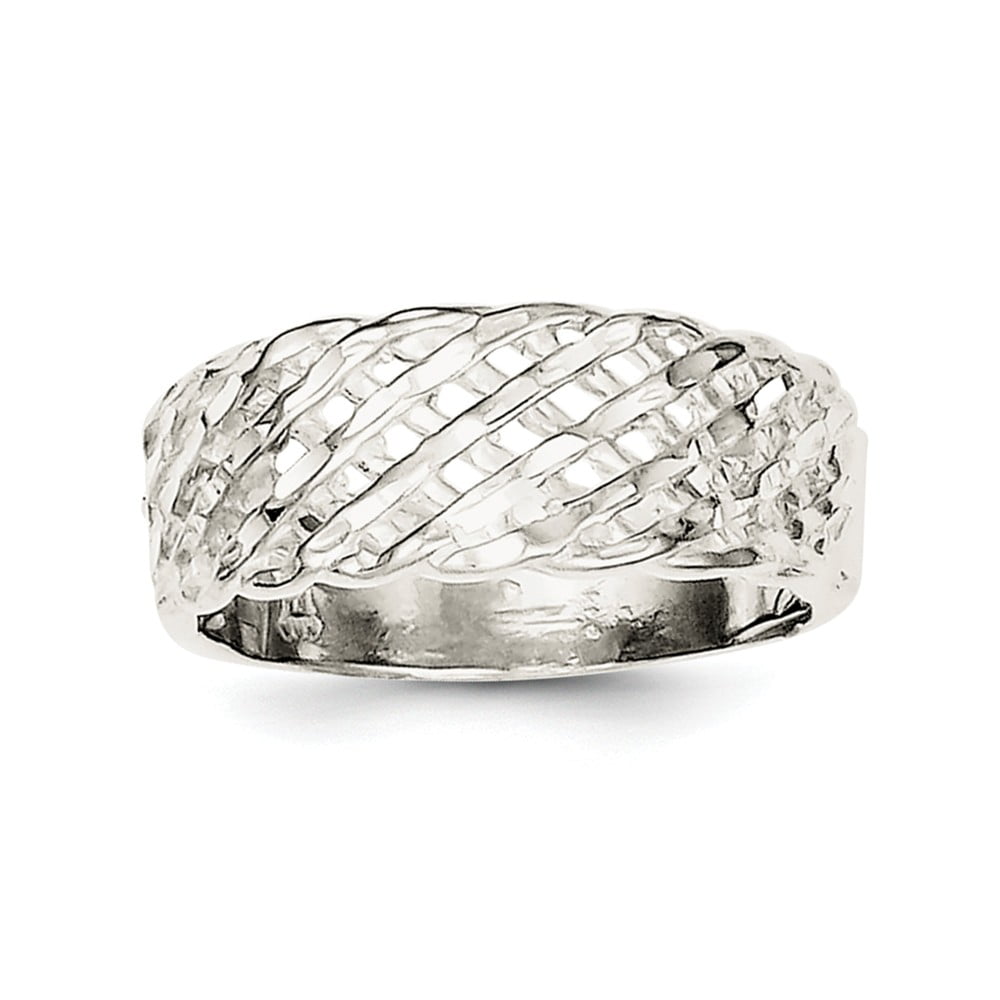 AA Jewels Solid 925 Sterling Silver DiamondCut Ring (8mm) Size 6