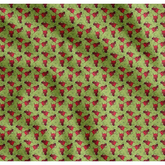 Soimoi Green Cotton Voile Fabric Triangle & Skull Printed Craft Fabric by the Yard 42 Inch Wide