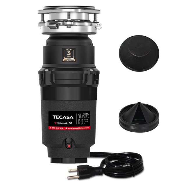 Triturador de basura TECASA 1/2 HP de acero inoxidable de 33 cm de altura