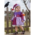 thumbnail image 5 of BemeyourBBs Baby Girl Halloween Outfit Baby Kids Baby Clown Costume Infant Ruffled Long Sleeve Patchwork Pompom Romper Dress and Pointed Hat Set, 5 of 9