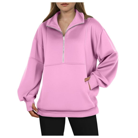 Futezty Women Half Zip Oversized Sweatshirts Fleece Long Sleeve Hoodies Casual Sweaters with Pockerts
