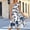 #0111-Blue, variant on Neewe Womens Summer Dresses Casual Loose Fit Round Neck Classic Print Short Sleeve Flowy Pockets Sundresses