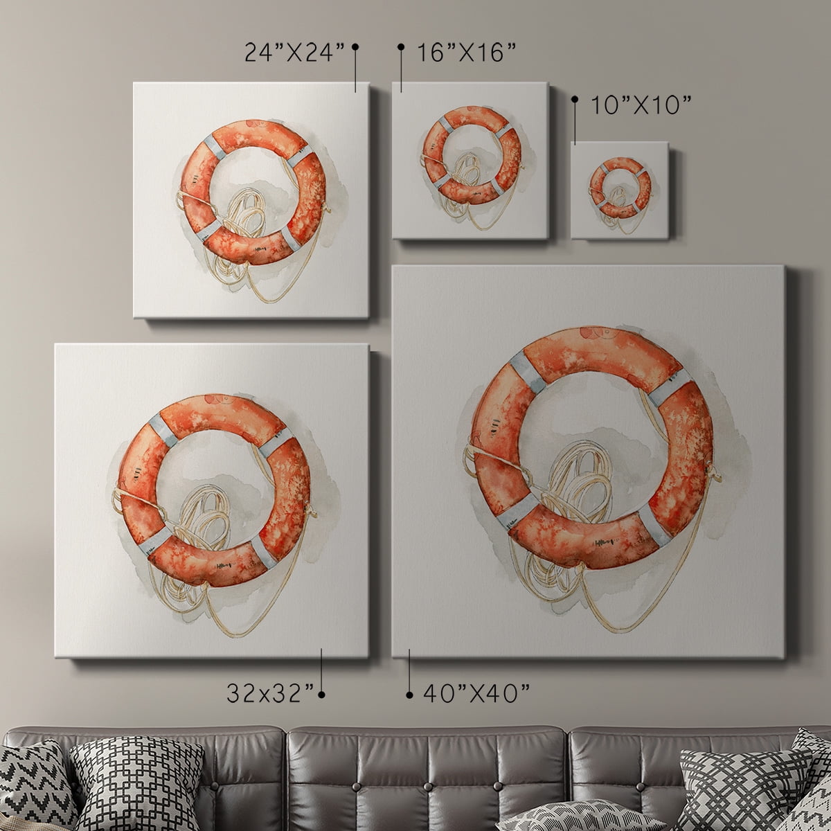 Wexford Home Nautical Safety I-Premium Gallery Wrapped Canvas, 10" x 10" - Ready to Hang