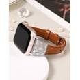 thumbnail image 3 of TOYOUTHS Leather Band Compatible with Apple Watch Band 38/40/41/42/44/45/49mm Ultra 2 Women Dressy Slim Thin Strap with D-Shaped Diamond Metal Buckle Bracelet for iWatch SE Series 9 8 7 6 5 4 3 2 1, 3 of 6