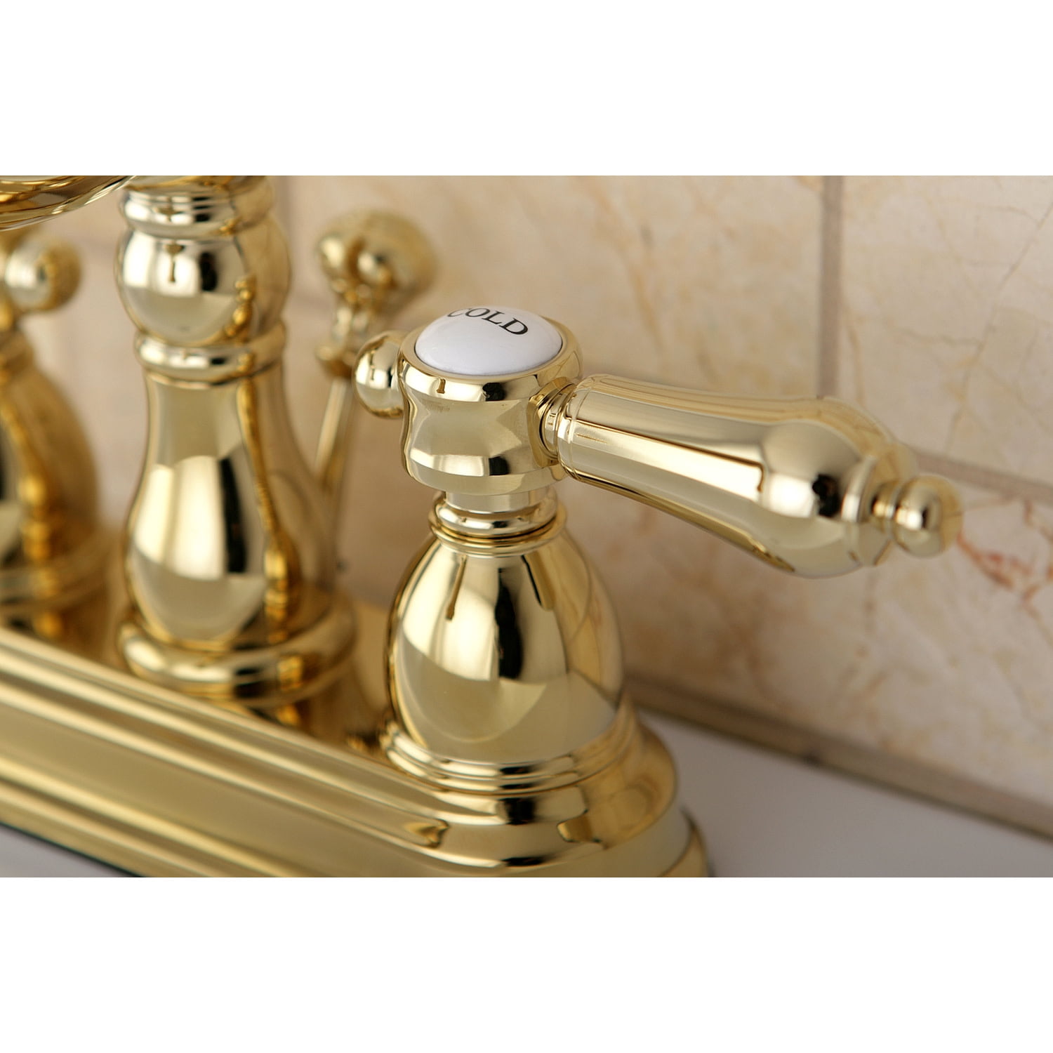 Kingston Brass KS1602BAL 4 in. Centerset Bathroom Faucet, Polished Brass