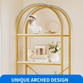 thumbnail image 3 of Dextrus 4 Tier Arched Bookshelf and Bookcase, Gold Modern Open Book Shelf, Mental Frame Storage Display Rack Shelves Organizer for Bedroom Living Room Office White& Gold, 3 of 7
