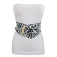thumbnail image 5 of Women Black White Zebra Print Elastic Belt Gold Hook Buckle S M, 5 of 12