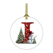 Moocorvic 26 Initial Letter Snowman Hanging Ornaments, Christmas Decorations Winter Keepsake Ornaments Gifts for Women, Friends & Family Holiday Party(I)