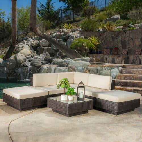 Christopher Knight Home Santorini Outdoor 6-piece Brown Wicker Sofa Set with Cushions by by Overstock