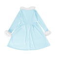 thumbnail image 5 of XXWXYD Girls Princess Plush Dress Cute Bow Long Sleeve High Waist A Line Swing Dresses Fall Winter Warm Cozy Kids 5-14 Years Par𝗍y Holiday Formal Fancy Christmas Birthday, 5 of 5