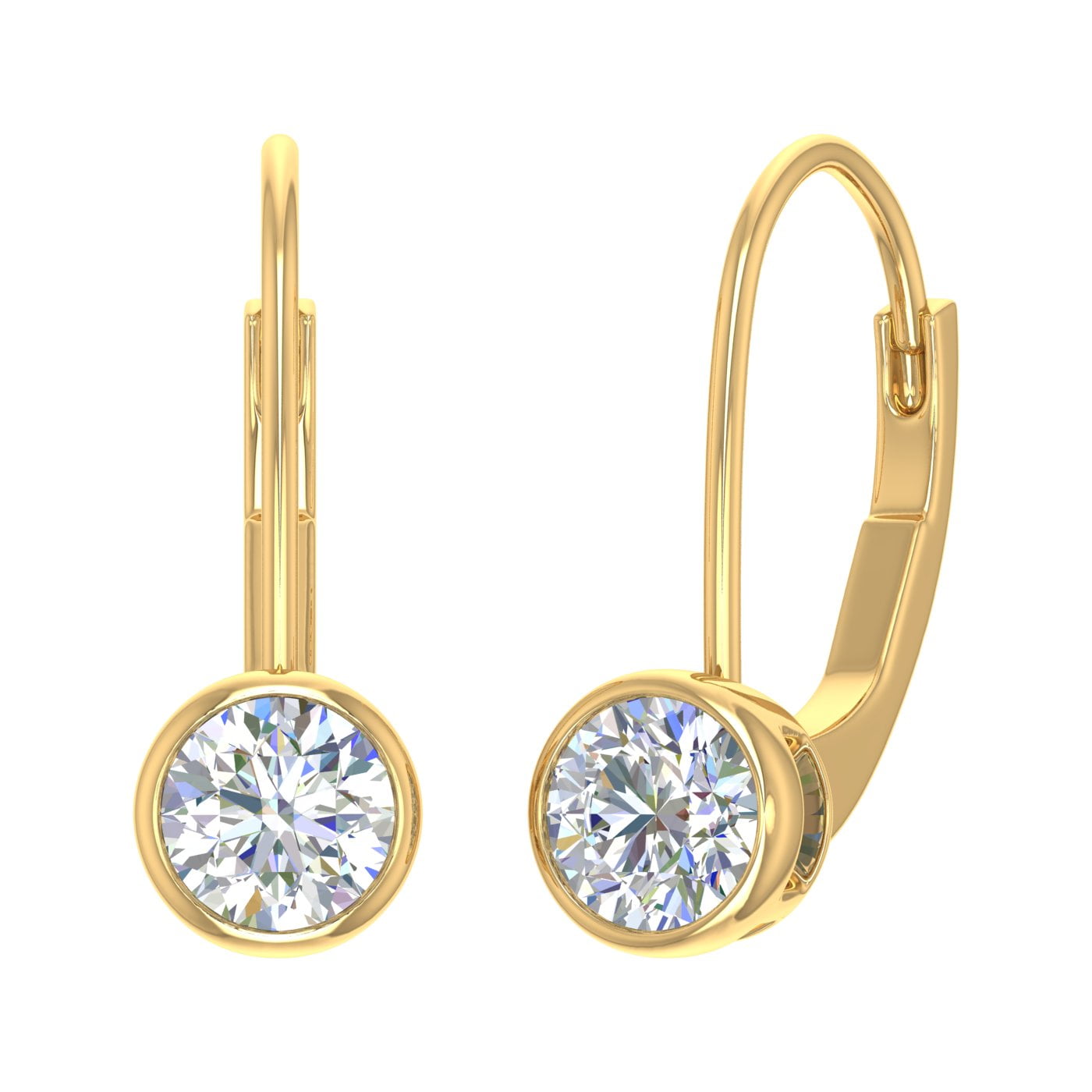 3/4 Carat Diamond Lever-back Drop Earrings in 14K Yellow Gold - IGI  Certified