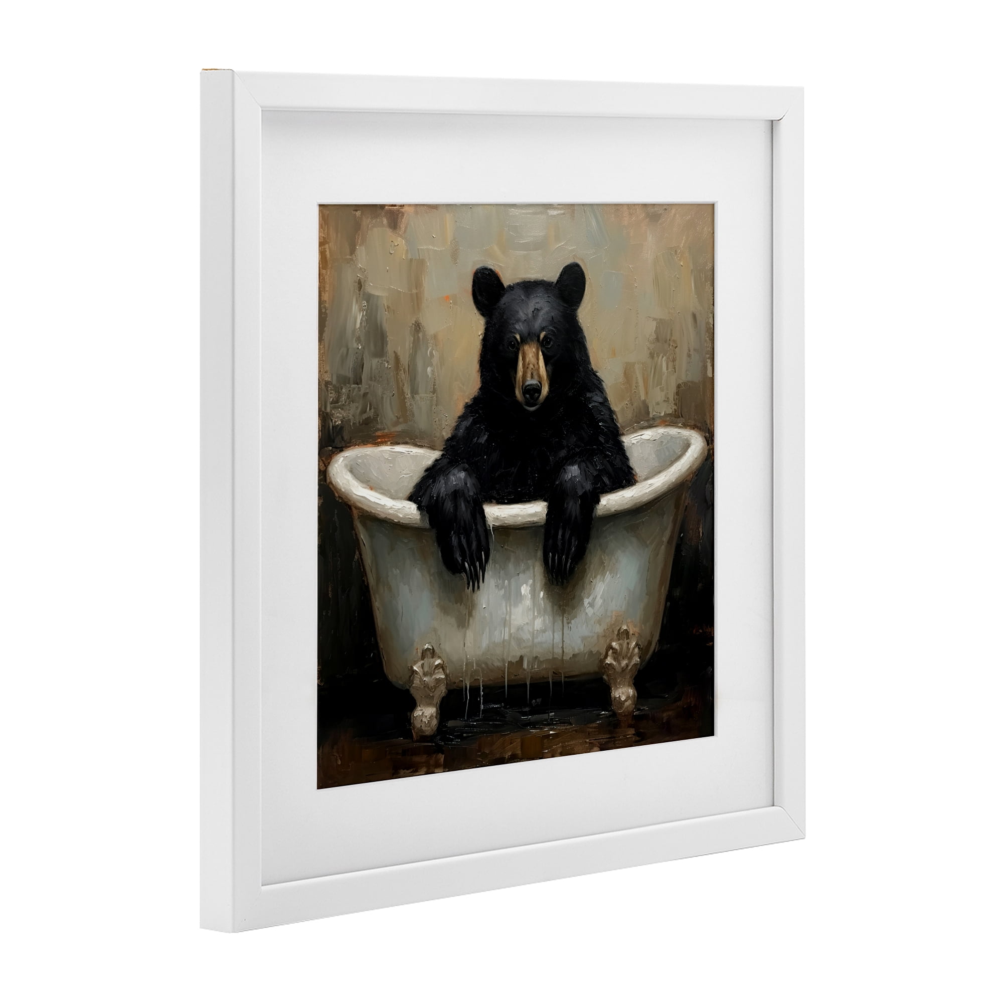 Stupell Industries Black Bear Bath Time White Framed Print Under Glass, design by Tina LeCour