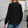 thumbnail image 5 of ATOYSOY Casual Cotton Linen Loose Shirts for Women Outwear Fall Solid Color Tops Trendy Deep V Neck Pullovers Long Sleeve Tees Black L, 5 of 6