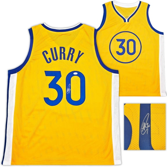 Golden State Warriors Stephen Curry Autographed Yellow Jersey JSA 246197
