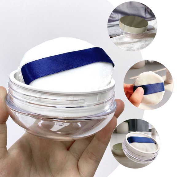 FRCOLOR Round Powder Puff Baby Container with Box Makeup Portable Miss