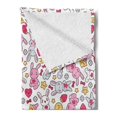 thumbnail image 2 of Anime Soft Flannel Fleece Throw Blanket, Japanese Cartoon Pattern Nursery Happy Bunnies Cupcakes Hearts Flowers Composition, Cozy Plush for Indoor and Outdoor Use, 70" x 90", Multicolor, by Ambesonne, 2 of 5