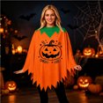 thumbnail image 2 of Rggeeun Adults Halloween Cape Cute Pumpkin & Candy Pattern Pointed Hem Crew Neck Flowy Breathable for Halloween Outdoor Play Leisure Capes,Orange,One Size, 2 of 5