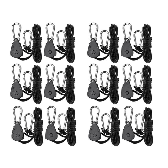 12 Pcs 1/8 Pouce Lumière de Croissance Réglable Robuste Corde à Cliquet, Utilisée pour le Jardinage de Lampes de Culture