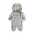 thumbnail image 3 of GYRATEDREAM Baby Boys Girls Snowsuit Infant Winter Clothes Newborn Hooded Jacket Jumpsuit Coat Double Zip Snowsuit Coverall, Gray, 3 of 9