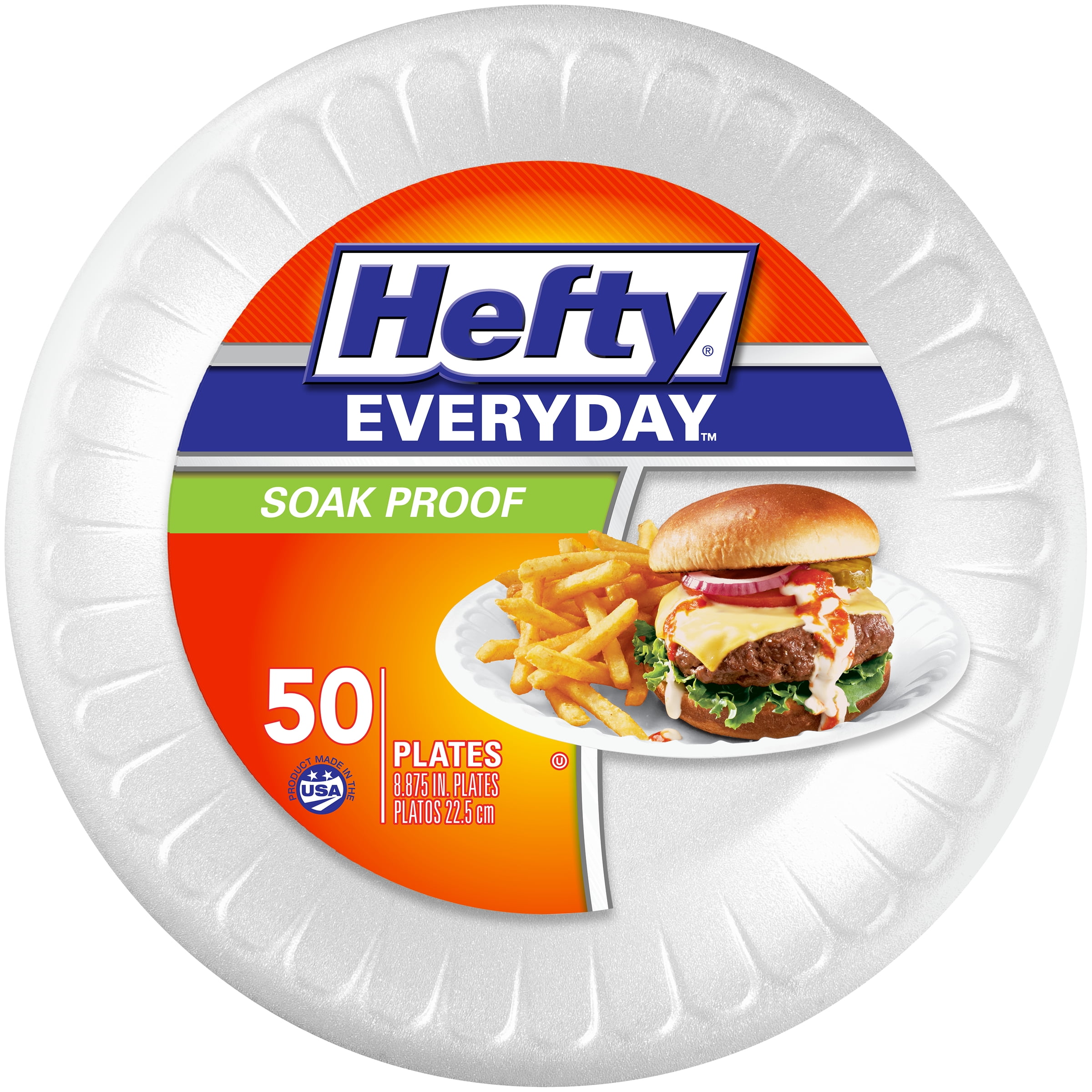Hefty Medium Round Foam Party Plates, 50 Count