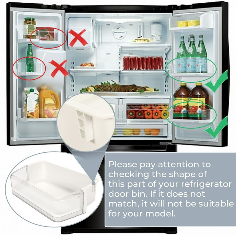 KOJEM Right Side Refrigerator Door Shelf, White, Compatible with