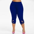 thumbnail image 5 of Henpk Leggings Yoga Plus Size Deals Clearance Under 10 Fashion Fashion Women Plus Size Solid Hollow Elastic Waist Casual Leggings Pants Blue XXXL, 5 of 9