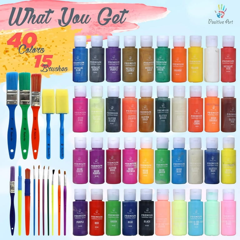 RAS Tempera Non Toxic Kids Paint Set - Fast Drying, Water Soluble and  Easily Washable Kids Paint Set - 12 Color Set