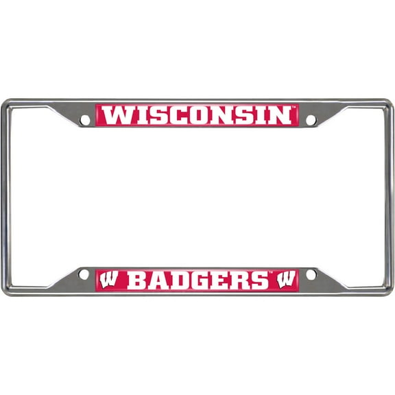 Fanmats 14934 Wisconsin Badgers Chrome Metal License Plate Frame 6.25" x 12.25"