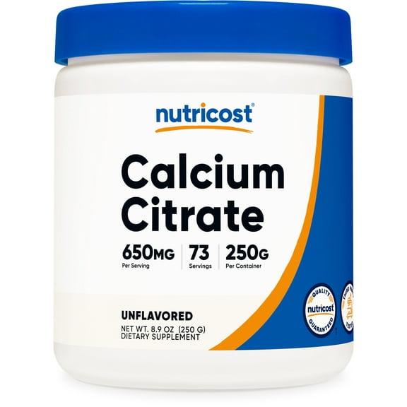 Nutricost Calcium Citrate Powder 250 Grams (Unflavored)- Gluten Free & Non-GMO Supplement