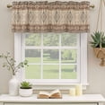 thumbnail image 2 of Brown Geometric Curtain Valances for Windows, Kitchen Valance Window Treatments Panel 2 Pack, Modern Ethnic Southwest Vintage Rod Pocket Short Curtains for Bathroom Bedroom 42 x 18 Inch, 2 of 8