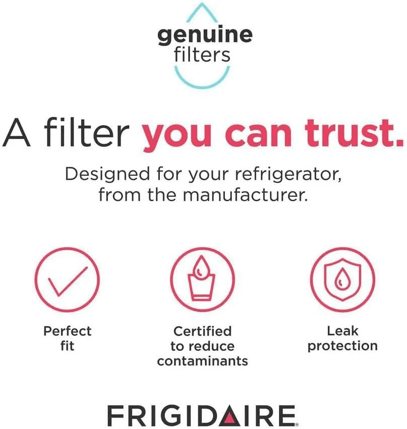 2-Pack FPPWFU01 PurePour PWF-1 Refrigerator Water Filter, For Frigidaire PWF-1 Original OEM Replacement Cartridge, White
