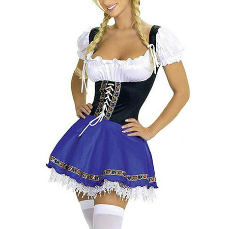 Women's Beer Maid Costume Oktoberfest Party Cosplay Cocktail Fancy