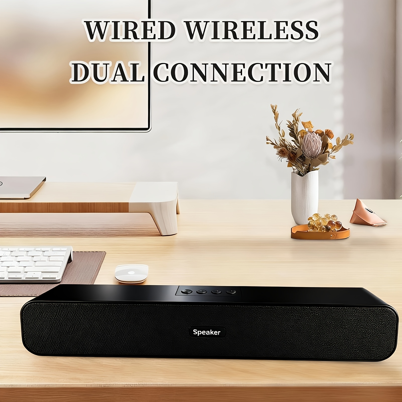 Barra de Sonido Pequeña para TV, PC, Gaming, Sistema de Sonido Envolvente, Bocina Mini para TV con Conexiones Bluetooth/AUX/USB 6