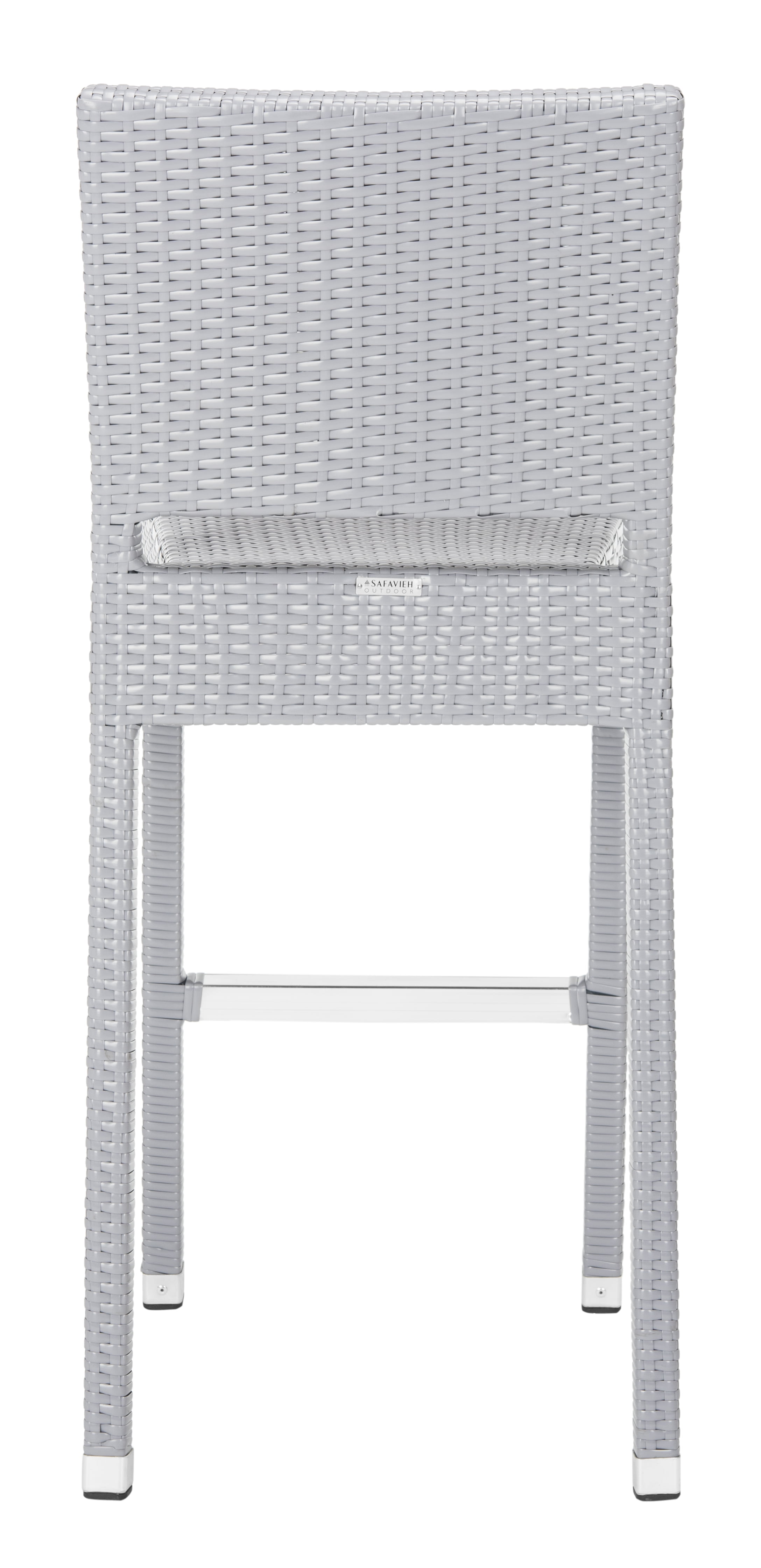 SAFAVIEH Bethel Contemporary Outdoor Patio Rattan Bar Stool, Grey