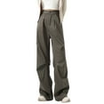 thumbnail image 2 of Danhjin Cargo Pants for Women Baggy Stretchy Wide Leg Straight Casual Pants Streetwear Travel Hiking Pants, 2 of 4