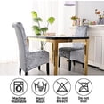 thumbnail image 3 of Hweilai Dining Chair Cover (Green, 2 Piece Set), Crushed Velvet Stretch Chair Protector Cover, Removable Washable Slippers, Fits Restaurant Wedding Chair Cover, 3 of 5