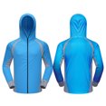 thumbnail image 2 of SSAAVKUY Men's Long Sleeve UPF 50+ Fishing Shirts UV Sun Protection Clothing with Zip Hood Summer Hoodies for Cycling Hiking Blue 10, 2 of 5