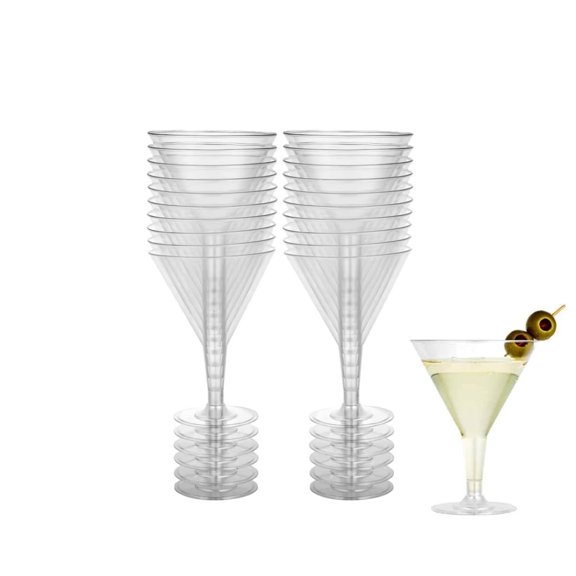 Small Durable Dessert Cups,Disposable Cocktail Glasses,Set of 24 Portable Tall Mini Martini Cups,Perfect for Summer Party Wine, Appetizers