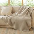 thumbnail image 7 of Cozy Comfort Oatmeal Throw Blankets for Couch, Decorative Waffle Woven Throws Blanket with Tassels, 50x60 inches, 7 of 7