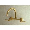 thumbnail image 2 of Kingston Brass Concord 8-Inch Adjustable Center Wall Mount Kitchen Faucet  Brushed Brass, 2 of 2