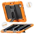 thumbnail image 5 of for iPad Pro 11 2022/2021/2020/2018 Case with PET Screen Protector + Pencil Holder + Stand + Shoulder Strap | Heavy Duty Protection 3 Layer Silicone PC Case for iPad Air4/Air5 | Orange+Black, 5 of 8
