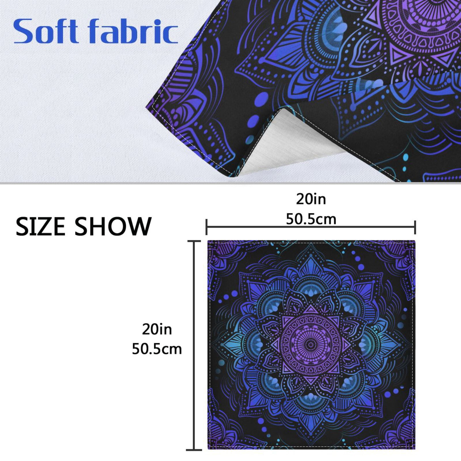 JSTEL Mandala Boho Bohemian Lotus Cloth Napkins Set of 6, 20x20 Inch Washable and Reusable Napkin for Decoupage Dinner Party Everyday Use