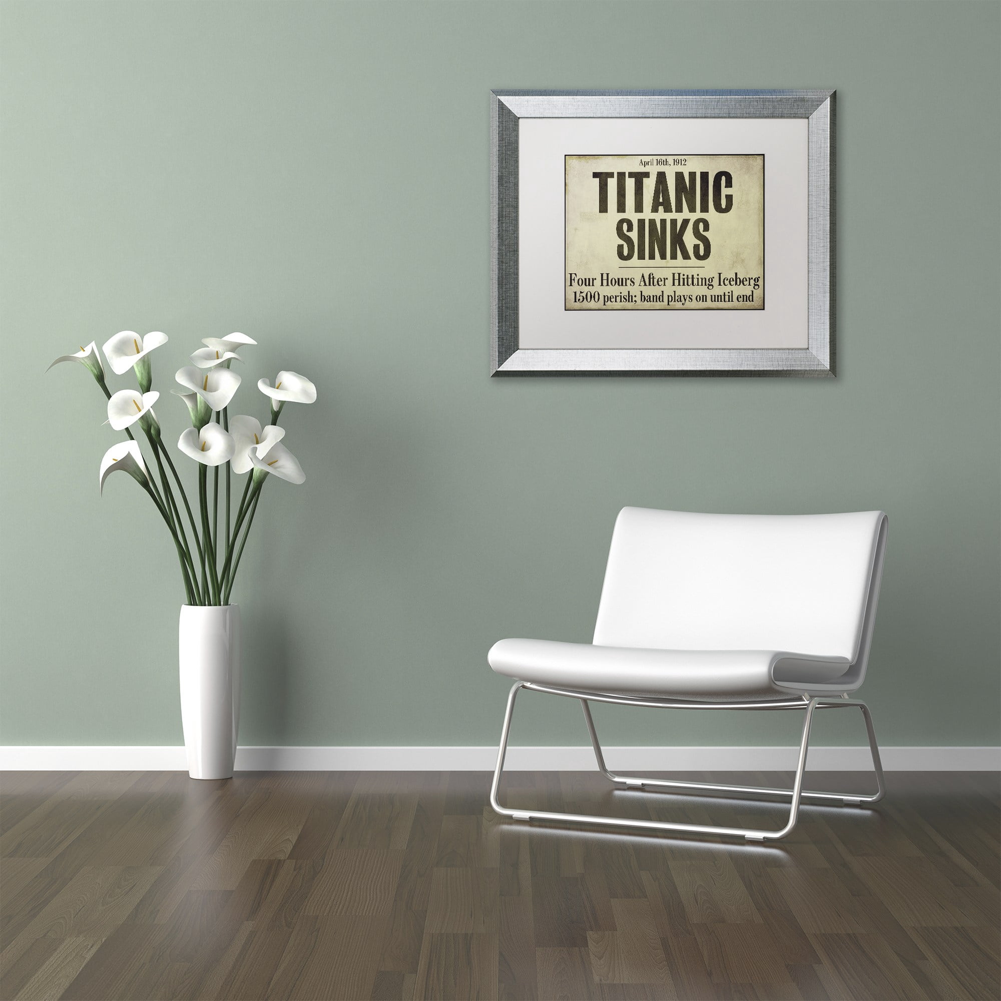 Trademark Fine Art "Titanic" Canvas Art by Color Bakery White Matte, Silver Frame