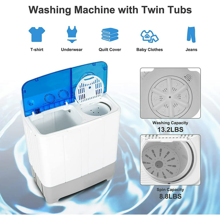 Portable Twin Tub Compact Washing Machine Washer + Spin Dryer