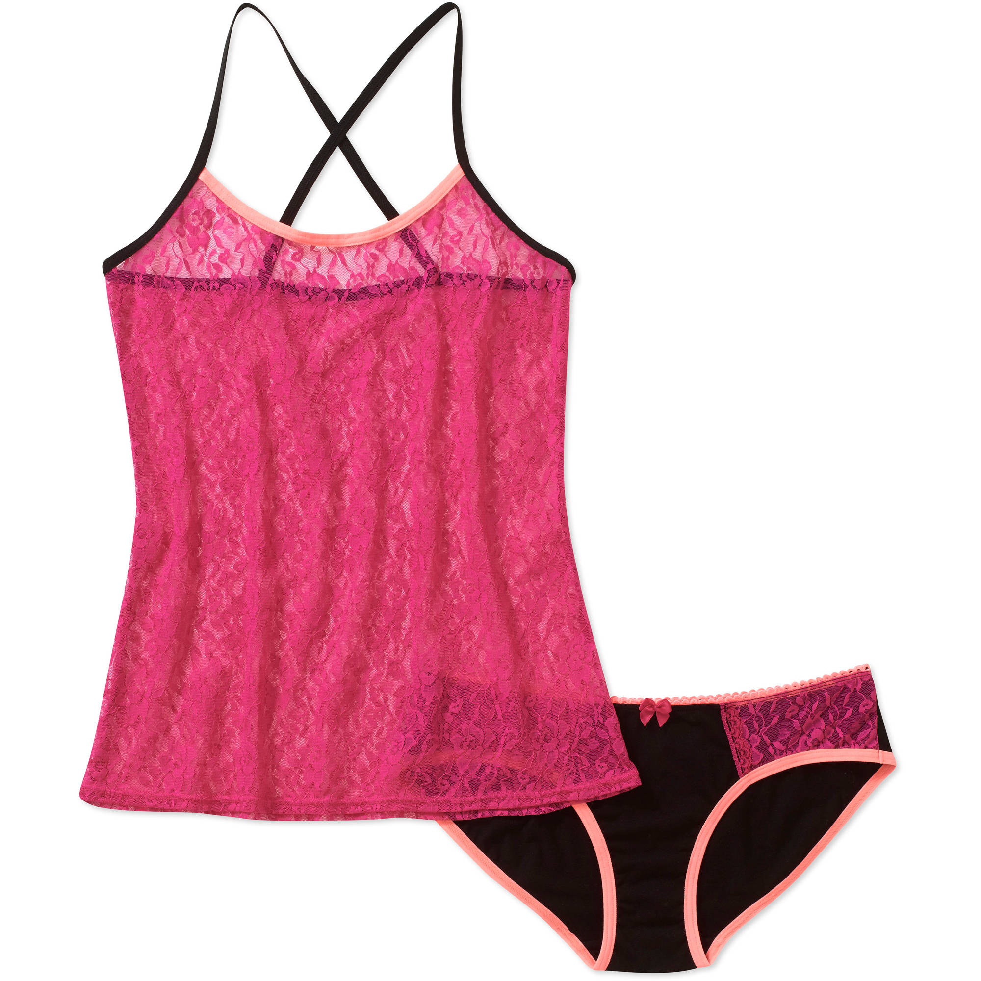 Juniors Lace Cami and Panty Set - image 1 of 1